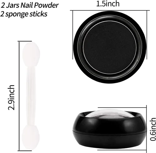 Miniatura 3 de Boobeen Polvo holográfico para uñas, 2 tarros de uñas cromado, polvo holográfico para uñas metálicas, pigmento de perlas neón con purpurina