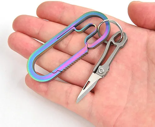Miniatura 5 de Cuchillo de titanio plegable ultra pequeño con hoja de acero inoxidable 420j2, mini cortador de cajas portátil EDC/abridor de paquetes, ultra