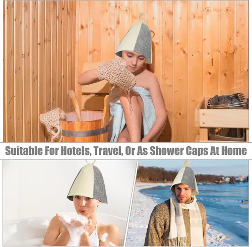 Miniatura 7 de Jiuguva Sombreros de sauna de lana, sombreros rusos para sauna, sombreros de sauna para mujeres, accesorios de ducha de sauna