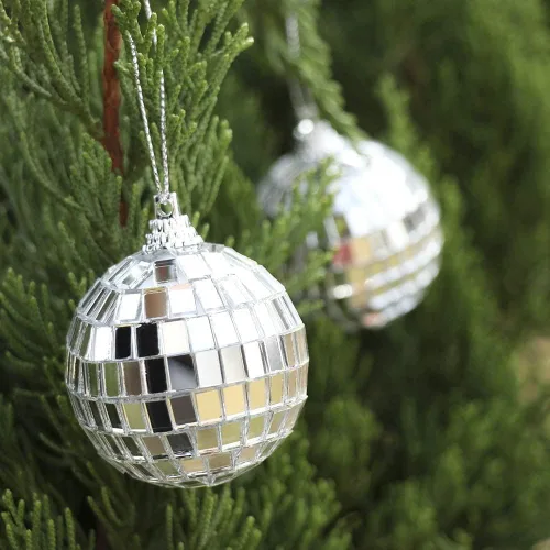 Miniatura 4 de 12 piezas de bola de espejo de disco plateada para decoración de fiesta, adornos de árbol de Navidad, boda, cumpleaños (3CM)