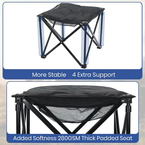 Miniatura 3 de Taburete acolchado para campamento, reposapiés de gran tamaño de 18 pulgadas, silla de campamento plegable para exteriores, silla otomana portátil