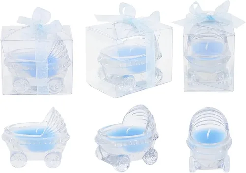 Miniatura 2 de Lunaura 12 velas perfumadas de cristal azul en polvo para bebé, vela de cera de palma, regalos de baby shower, acento decorativo, decoración