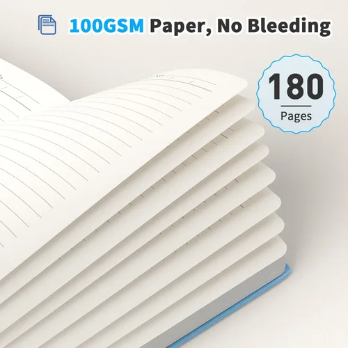Miniatura 4 de Oucaru Cuaderno rayado, paquete de 4, 180 páginas, diarios A5 para escribir, papel grueso de 100 GSM, cuadernos pequeños diarios para mujeres y 4