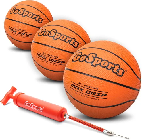 GoSports Mini baloncesto de 7 pulgadas, paquete de 3 con bomba de alta calidad, perfecto para mini aros o entrenamiento