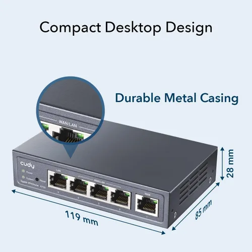 Miniatura 4 de Cudy Enrutador VPN Gigabit Multi-WAN, 4 puertos WAN, SMB, equilibrio de carga, WireGuard OpenVPN IPsec, PPTP L2TP, cortafuegos para pequeñas