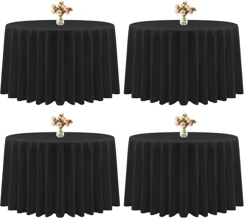 Miniatura 7 de Paquete de 4 manteles cuadrados color negro, 52 x 52 pulgadas, mantel de poliéster negro para mesas cuadradas pequeñas, mantel lavable resistente a