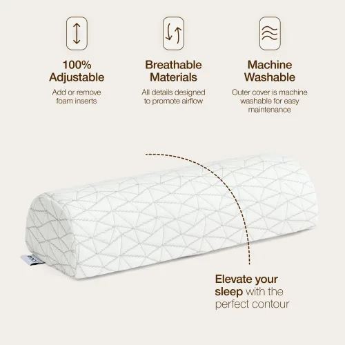Miniatura 4 de Coop Home Goods Almohada de apoyo ajustable de cuatro posiciones, forma de media luna con relleno, almohada de rodilla de espuma viscoelástica
