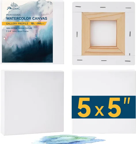 Miniatura 28 de PHOENIX Tableros de lienzo de acuarela para pintar - 5x7 pulgadas/paquete de 6, paneles de lienzo pequeños de acuarela 100% algodón, 8 oz./260g
