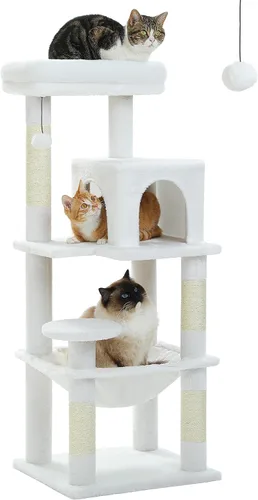Miniatura 21 de MUTTROS Árbol para gatos de interior, torre para gatos de varios niveles de 44.5 pulgadas con hamaca grande de marco de metal, condominio para gatos