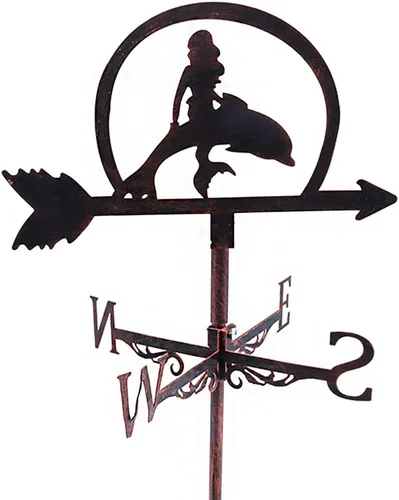 Alnicov Veleta de metal de sirena, indicador de dirección de la paleta de tiempo vintage para decoración de techo de jardín al aire libre, veleta