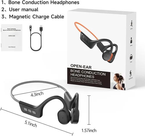 Miniatura 8 de Auriculares de conducción ósea, auriculares Bluetooth inalámbricos impermeables IPX7, auriculares de oreja abierta, micrófono integrado Bluetooth