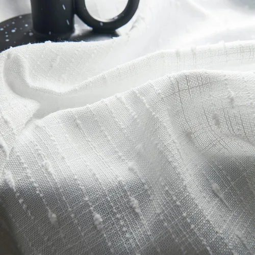 Miniatura 5 de Cortinas plisadas transparentes para sala de estar, con pestaña trasera, cortinas transparentes de gasa con textura de lino para dormitorio, 2 Blanco