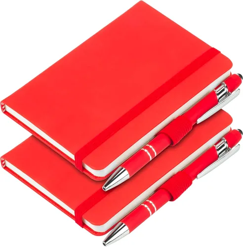 Miniatura 9 de Paquete de 2 cuadernos de bolsillo rayados con bolígrafo, cuaderno de tapa dura A6, mini bloc de notas de 3.7 x 5.5 pulgadas, papel grueso de 3.53