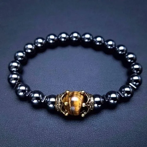 Miniatura 2 de Pulsera de lujo con cuentas de piedra natural de ojo de tigre para hombre, estilo 2