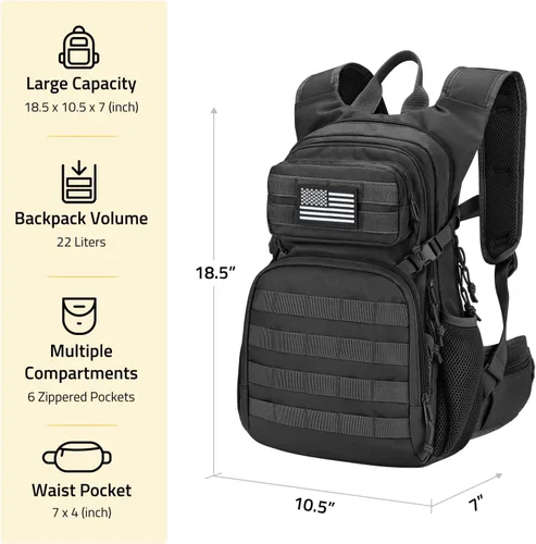 Miniatura 6 de CVLIFE Paquete de hidratación táctica de 3 litros, bolsa de agua ligera con vejiga para hombres y mujeres, mochila Molle resistente para senderismo