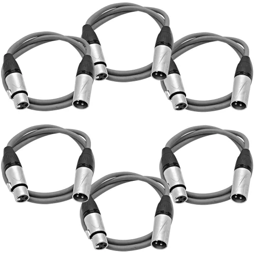 Miniatura 50 de Seismic Audio SAXLX-2Brown-Paquete de 6 cables de conexión XLR de 2 pies marrones - Cables de micrófono - Cables XLR macho a hembra - 2 pies