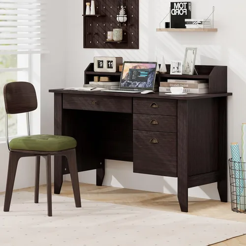 Miniatura 2 de Escritorio para computadora de 48 pulgadas con 4 cajones de almacenamiento y mesa ejecutiva de madera para PC y portátil