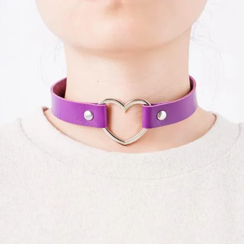 Miniatura 6 de Gargantilla de corazón punk para mujeres y niñas, collar gótico de piel sintética, ajustable, accesorios góticos