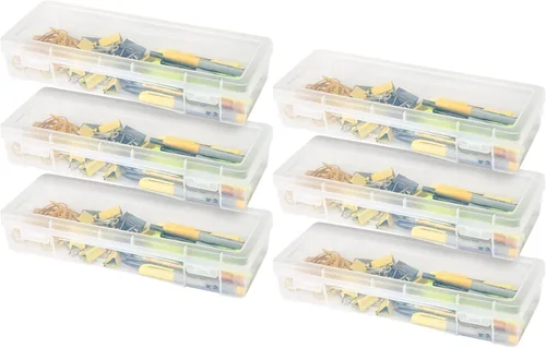 Miniatura 11 de IRIS USA Cajas para lápices, paquete de 18, Hecho en EE.UU. , contenedores organizadores de cuentas de plástico con tapa a presión para artes