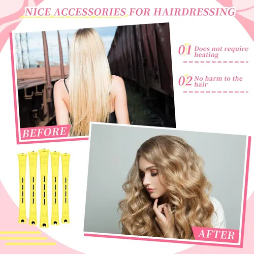 Miniatura 5 de Tigeen 200 varillas permanentes para cabello natural, rodillos de plástico para el cabello, pequeños rizadores sin calor, barra de onda fría