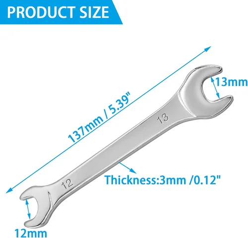 Miniatura 2 de Litoexpe Llave fina de extremo abierto, métrica 0.472 in x 0.512 in, llave inglesa delgada