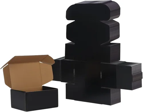 Miniatura 21 de EXYGLO Paquete de 40 cajas de envío de 6 x 4 x 3 pulgadas, cajas de cartón corrugado negras para embalaje de pequeñas empresas, mudanza, envío