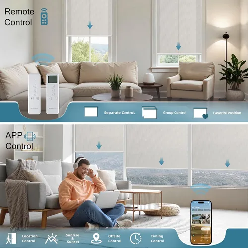 Miniatura 3 de Cortinas enrollables inteligentes de filtrado de luz motorizadas compatibles con HomeKit, persianas inteligentes para ventanas con 1% de apertura