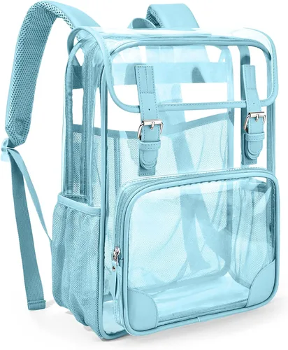 Miniatura 8 de Mochila transparente de PVC impermeable y resistente al congelamiento, de gran capacidad, elegante y duradera para viajes, Negro, Moderno