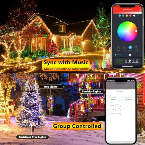 Miniatura 2 de iBaycon - Luces de Navidad Inteligentes que Cambian de Color, 66 pies, 200 luces LED RGB, luces de árbol de Navidad con control remoto y aplicación