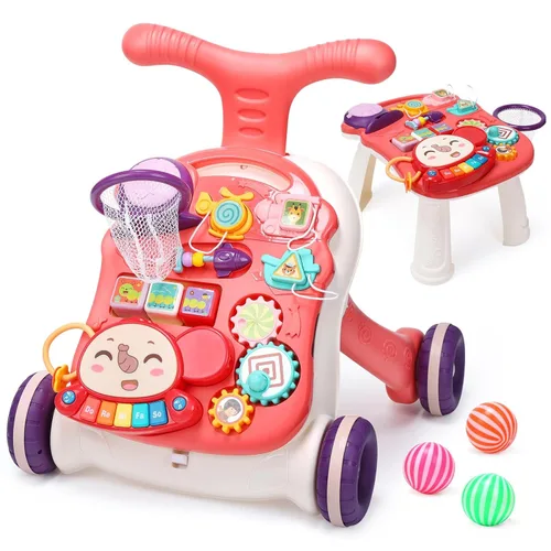 CUTE STONE Andador para bebé para niños y niñas, 2 en 1 Andador de sentarse a pararse con centro de actividades, juguete para caminar de bebé,