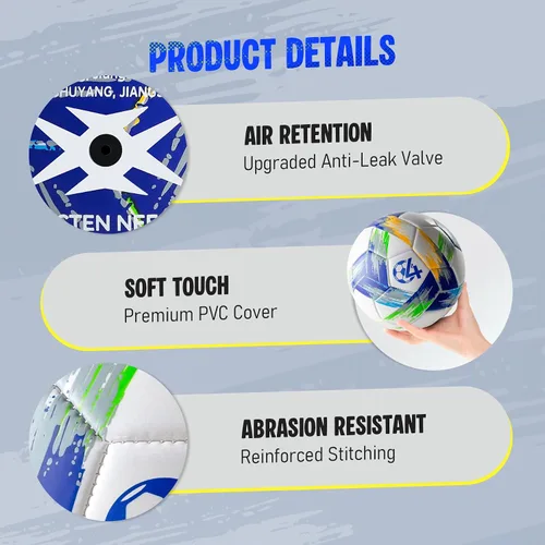 Miniatura 4 de Balón de Fútbol Tamaño 5 Tamaño 4 con Bomba Desinflada, Diseño Multicolor Vibrante, Brillante Tri-Color para Entrenamiento en Interiores/Exteriores