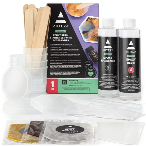 Miniatura 7 de Arteza Kit de resina epoxi, juego de recambio de 24 piezas, suministros y materiales atractivos para manualidades, accesorios de resina incluye 2