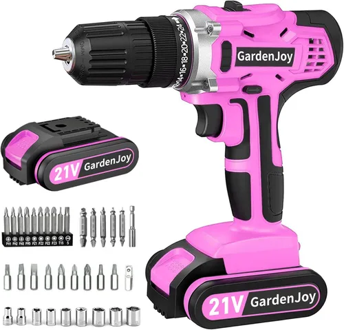 Miniatura 14 de GardenJoy Juego de Taladro Inalámbrico de 20V, Kit Eléctrico de Potencia 2 Baterías Con Cargador 30Nm 2 Velocidades Portabrocas Sin Llave de 3/8