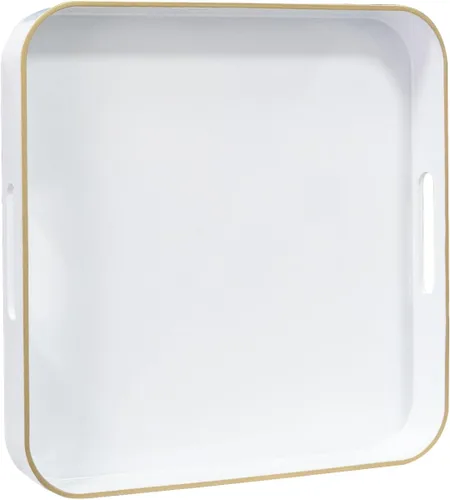 Miniatura 11 de MAONAME - Bandeja decorativa verde oscuro, bandeja de servir redonda de 13 pulgadas con asas, bandejas de plástico para mesa de café, bandejas
