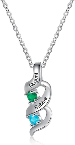 Miniatura 19 de Gemszoo Personalized Twisted Name Necklace with Simulated Birthstones Mother Daughter Pendant Gifts for Women Mom Grandma