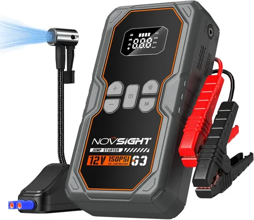 Miniatura 9 de NOVSIGHT Arrancador de batería de automóvil – Arrancador de batería portátil de 5000 A (12.0 L de gasolina/10.0 L diesel) caja de arranque de coche