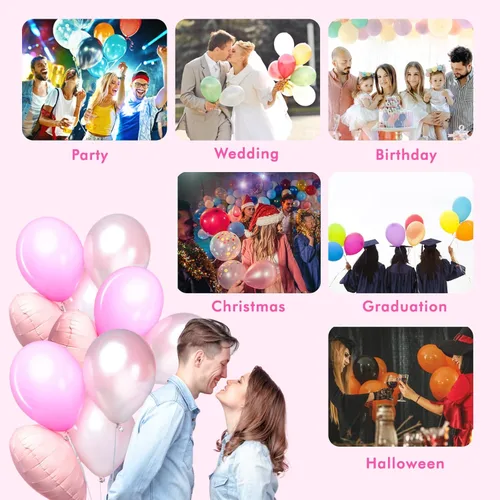 Miniatura 6 de Balloon Pump Electric, SPLAKS Balloons Inflator Air Pump Portable Balloon Blower for Garland Arch, Party Decoration Rosa