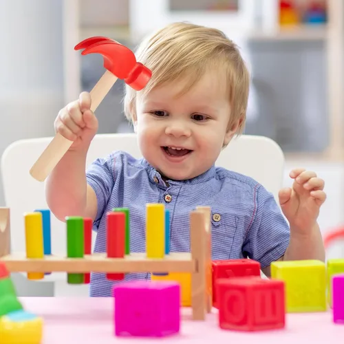Miniatura 7 de Lewtemi Martillo de madera, 8 unidades, martillos de simulación, herramientas de mantenimiento de juguetes pequeños, juguetes para educación