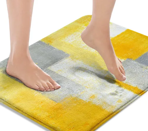 Miniatura 10 de Britimes Alfombra de baño antideslizante para baño, diseño de ondas de arena azul, cubierta lavable, tapete para decoración de baño, 18 x 30
