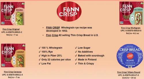 Miniatura 9 de Finn Crisp Pan de centeno crujiente con alcaravea 7 oz Delicadamente delgadas, crujientes y planas rebanadas de centeno con alcaravea Autentico