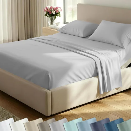 Miniatura 62 de CALIFORNIA DESIGN DEN - Juego de sábanas tamaño individual XL, satén de 400 hilos, sábanas de algodón 100% natural, con esquinas profundas, frescas