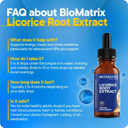 Miniatura 6 de BioMatrix Extracto de raíz de regaliz (1200 gotas de 2 onzas líquidas) más ingrediente activo que las marcas competidoras