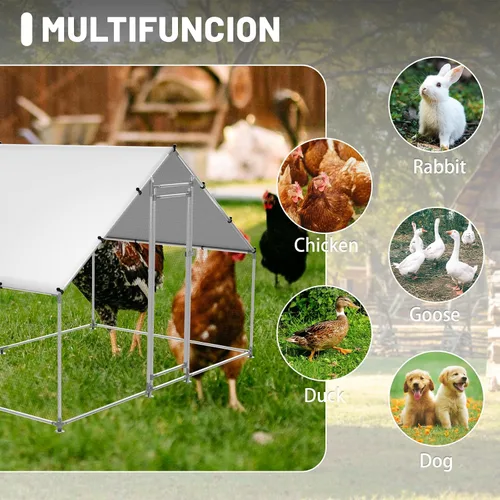 Miniatura 5 de HEYTOWN Gallinero Grande de Metal para Pollos con Cubierta Resistente al Agua y Anti-UV, Jaula de Aves de Corral Transitable para Patio