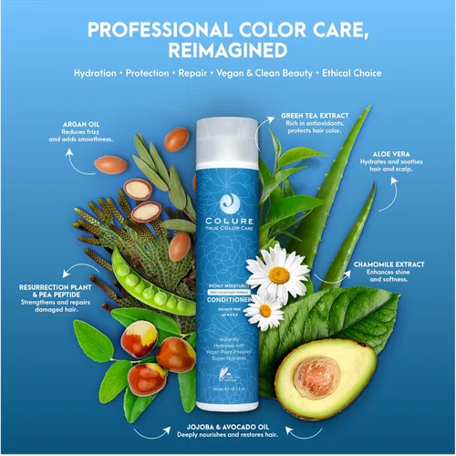 Miniatura 9 de COLURE Acondicionador Richly Moisturize de 10 onzas – Tratamiento ligero de hidratación profunda para el cuidado del color del cabello seco dañado