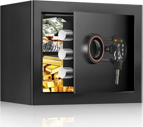 Miniatura 11 de [19.7 pulgadas de alto] Caja fuerte grande para el hogar, cajas fuertes antirrobo con sistema de alarma doble, teclado programable y llaves