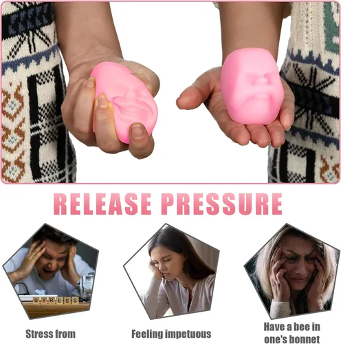 Miniatura 6 de Poen 4 piezas de bolas antiestrés de cara humana para adultos, divertidas bolas de emoción para la cara, juguetes sensoriales para aliviar la Negro