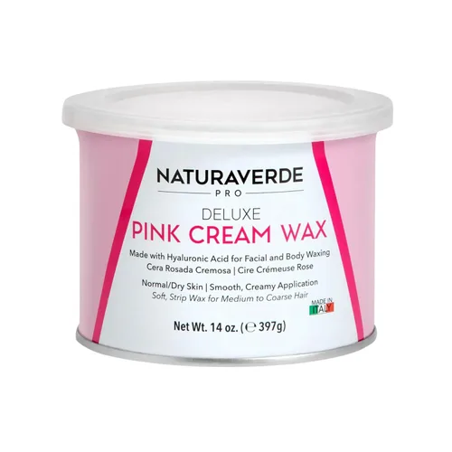 Naturaverde Pro Deluxe Pink Cream - Cera suave para piel sensible, depilación corporal y facial, removedor de pelo de cera para mujeres, tipos de