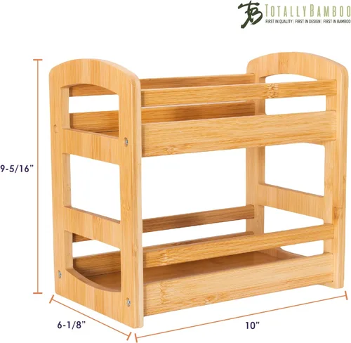 Miniatura 5 de Totally Bamboo Organizador de especias de 2 estantes, estante organizador para encimera de cocina o armario