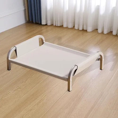 Miniatura 3 de Elevated Pet Bed Raised Cat Dog Bed Sturdy Breathable Portable Comfortable Cot Pet Hammock for Indoor Cats Puppy Kitten Green M- Gray L