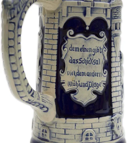 Miniatura 9 de Taza de cerveza azul cobalto de 0.6 litros, taza de cerveza grabada con castillo festivo, regalo de cerveza ideal para hombres, taza de jarra